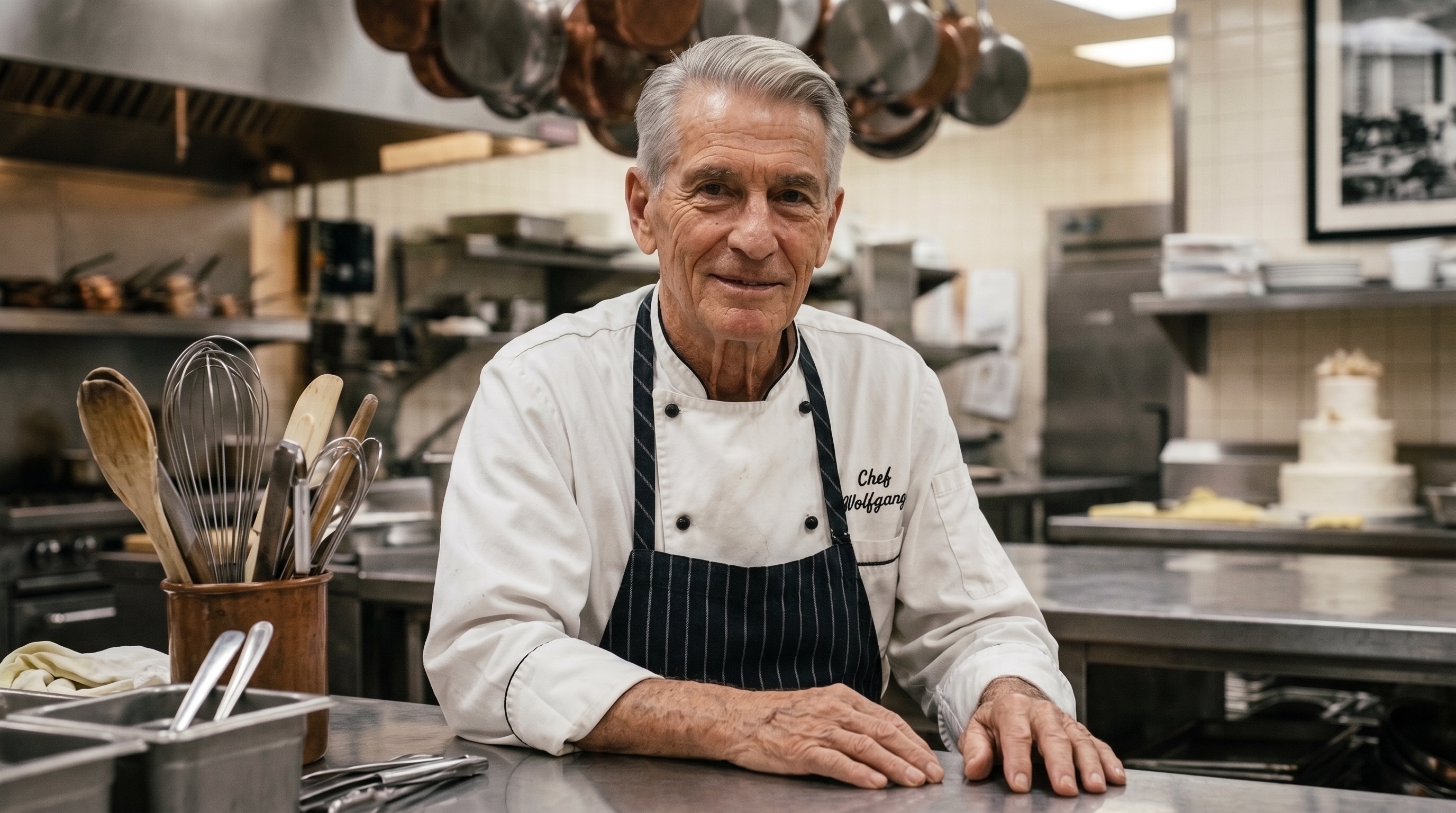 Chef Wolfgang in a grand kitchen